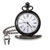 Quartz - Roman - Black Pocket Watch