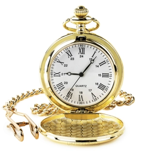 Quartz - Roman - Gold Pocket Watch
