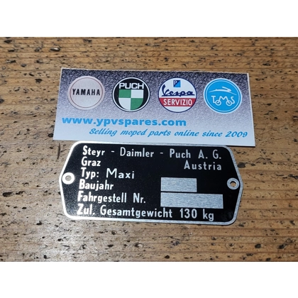 Puch Maxi VIN plate (early type)