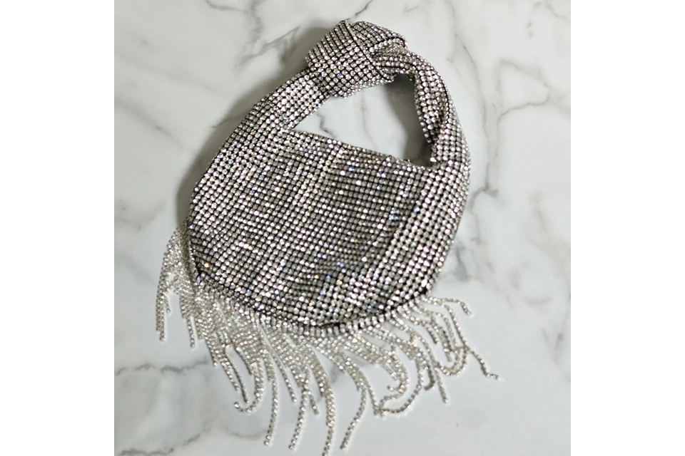 The Knightsbridge rhinestone fringe bag