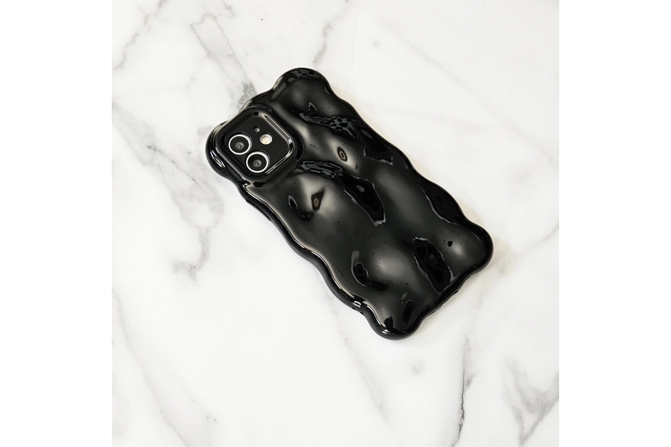 Black jelly bubble phone case