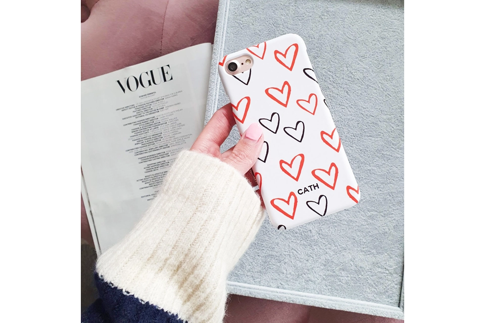 Red and black hearts Personalised phone case