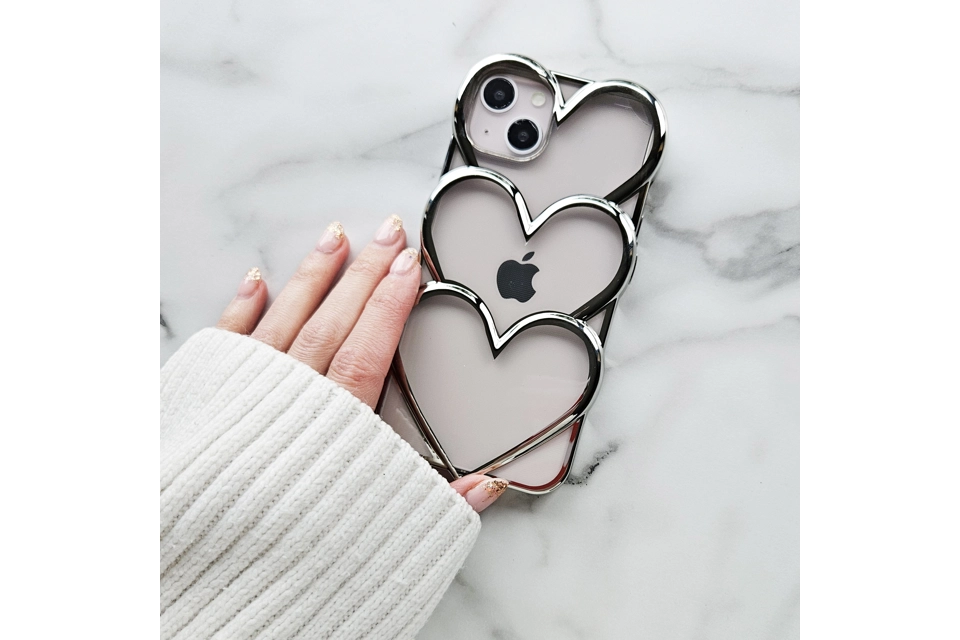 Three Hearts 3D textured phone case