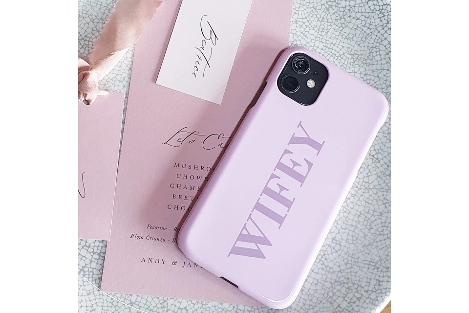 WIFEY pink and purple phone case