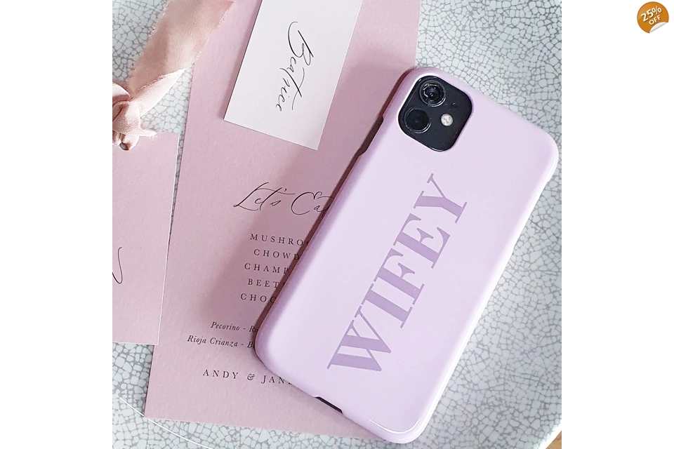 WIFEY pink and purple phone case