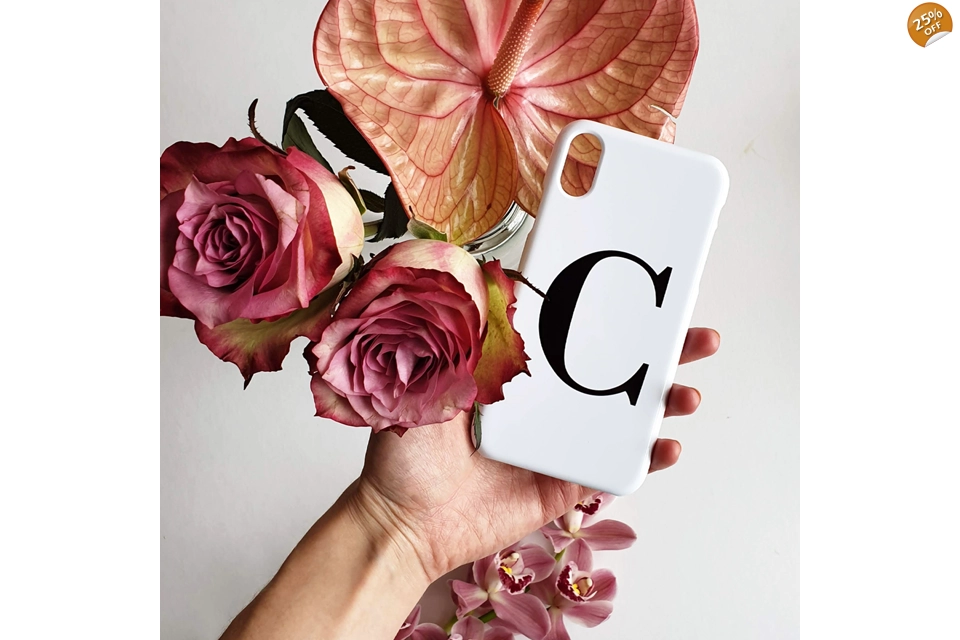 White and black alphabet personalised case