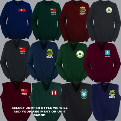 Merchant Navy Crew / V Neck Slipover Jumper title=