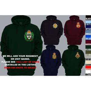 Canadian Army Air Force Navy Pullover Full Zip or Large Insignia Hoody