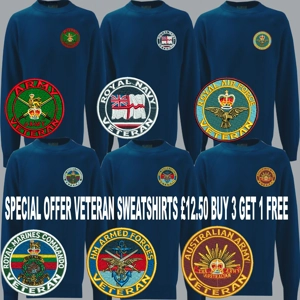 A ARMY ROYAL AIR FORCE MARINES NAVY HM ARMED FORCES VETERAN SWEATSHIRT