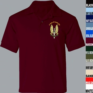 A SQUADRON 21 SAS SPECIAL AIR SERVICE LONG SLEEVE POLO SHIRT MAROON MEDIUM