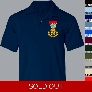 RRF ROYAL REGIMENT OF FUSILIERS HACKLE MEDIUM NAVY BLUE POLO SHIRT FIT TO 41
