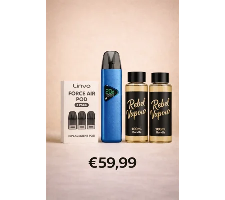 Linvo Force Air Bundle – Device + 3 Pods + 200ml Rebel Vapour