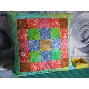 Batik Patchwork Cushion Multi Coloured Boho Chic Design