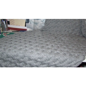 Hand Knitted Grey Cable Throw Super chunky
