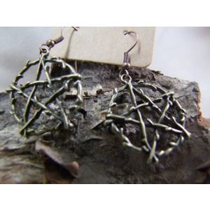 Bronze or Silver coloured Pentagram Earrings Gothic Punk S..