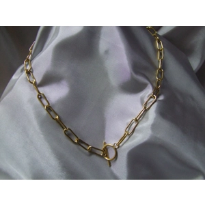 Gold Plated Paper Link Chain Chunky with Ring and Toggle F..