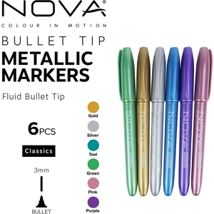 Nova Bullet Tip Metallic Marker Pens