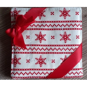 Cream and Red snowflake Christmas Coasters Set of 4