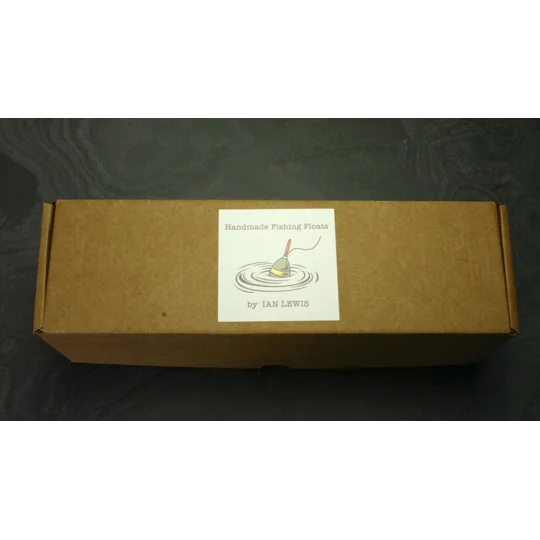 Canvas float roll with handmade floats in a cardboard box