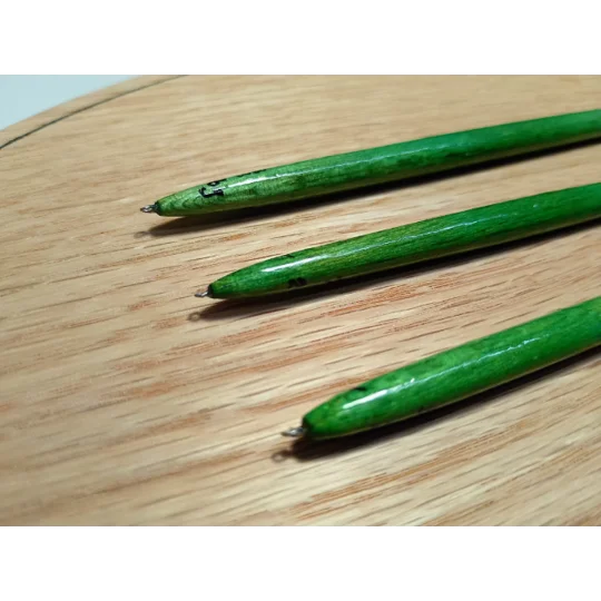 Heavy-duty handmade river float with tapered balsa body and stainless steel eye