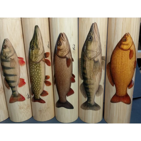 Bamboo Fishing Float Storage Tube with Fish Illustrations – Ian Lewis
