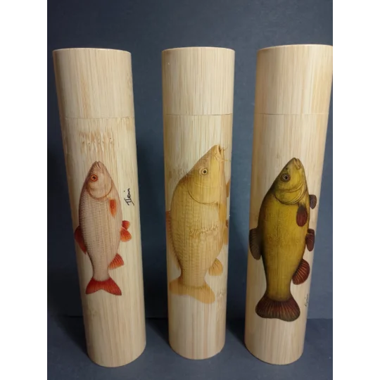 Bamboo Fishing Float Storage Tube with Fish Illustrations – Ian Lewis