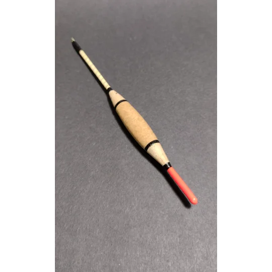Handmade Signature Avon river fishing float with balsa and cork body and cane stem.