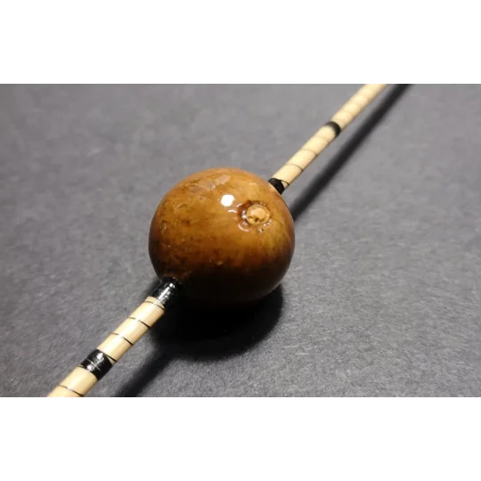 close up of the oak gall used to make this unique handmade fishing float
