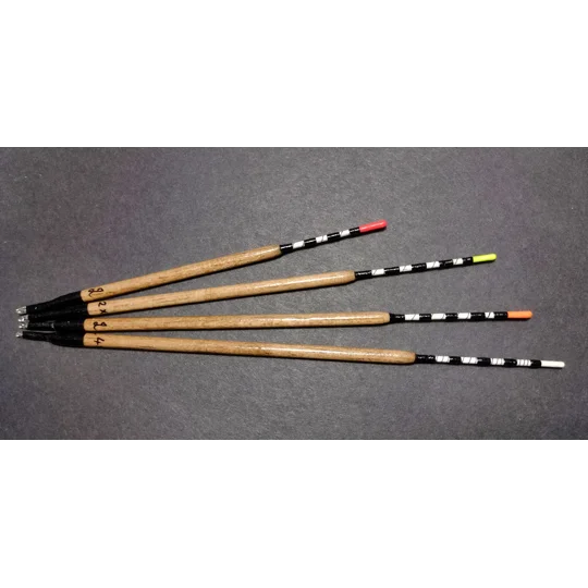Handmade Billy Lane Dart semi-loaded insert waggler floats with fine banded bite-indicating tips