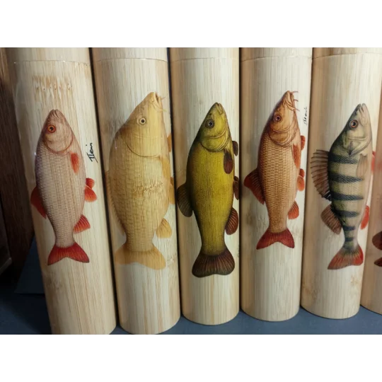 Bamboo Fishing Float Storage Tube with Fish Illustrations – Ian Lewis