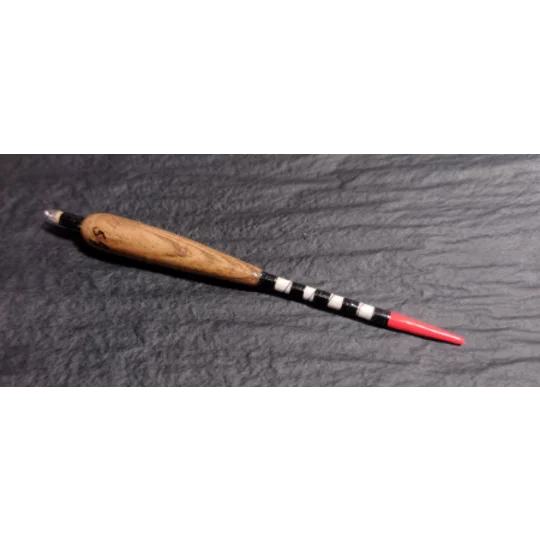 Close up of 5BB Carp Margin Dart float showing black and white banded cane stem