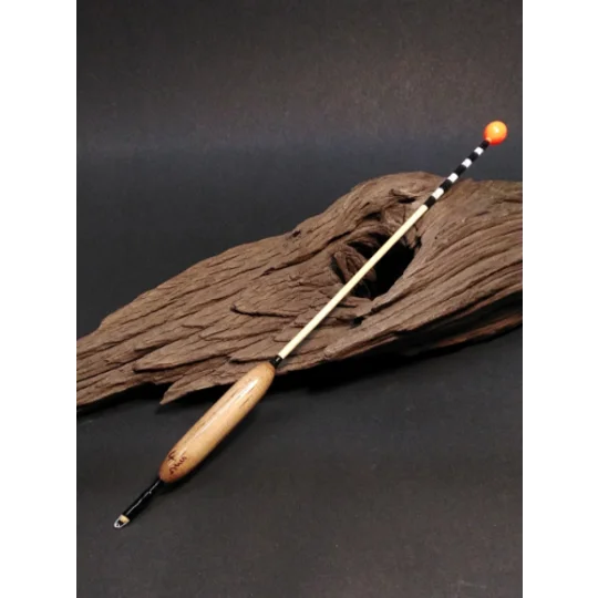 Close-up of traditional balsa Windbeater floats for tench lift method fishing