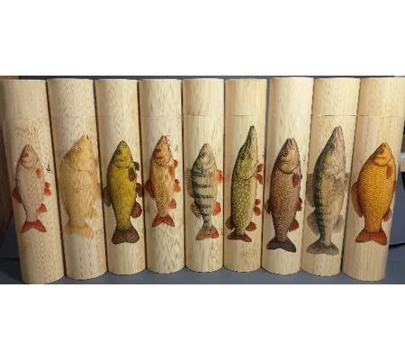 Bamboo Fishing Float Storage Tube with Fish Illustrations – Ian Lewis