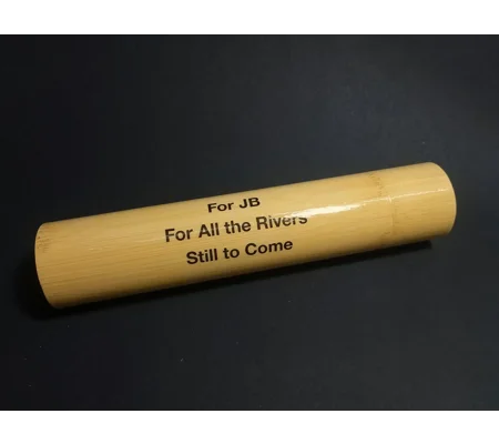 Bamboo float tube. Personalised inscription. 50 x 230mm