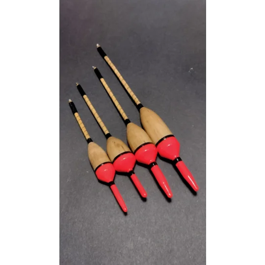set of balsa perch bob floats for river trotting lob worm