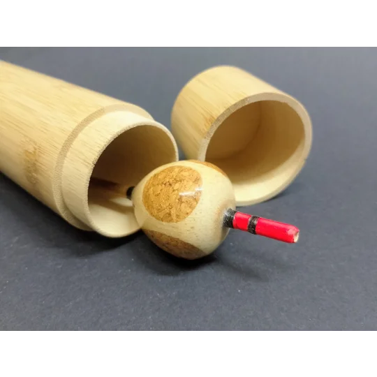a large signature pike float by Ian Lewis in a customised bamboo float tube