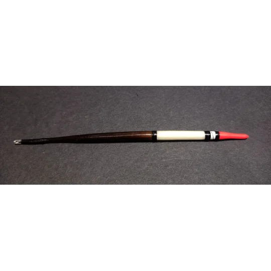 Side profile of a handcrafted porcupine quill float for coarse fishing in the UK.