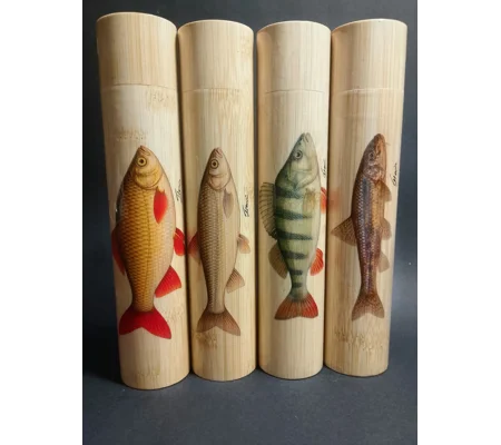 Bamboo Fishing Float Storage Tube with Fish Illustrations – Ian Lewis