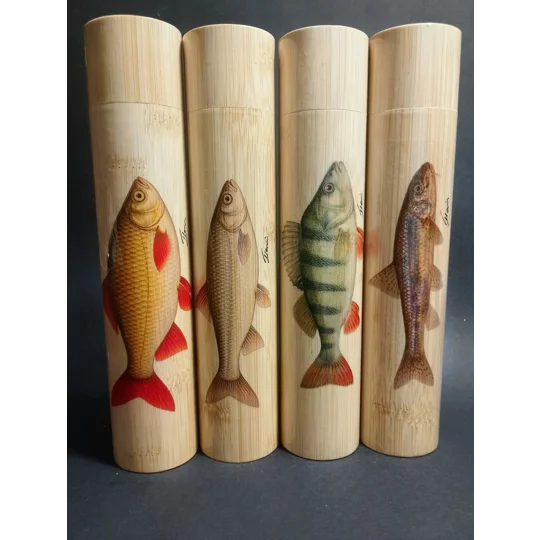bamboo float tubes illustrated with UK course fish species