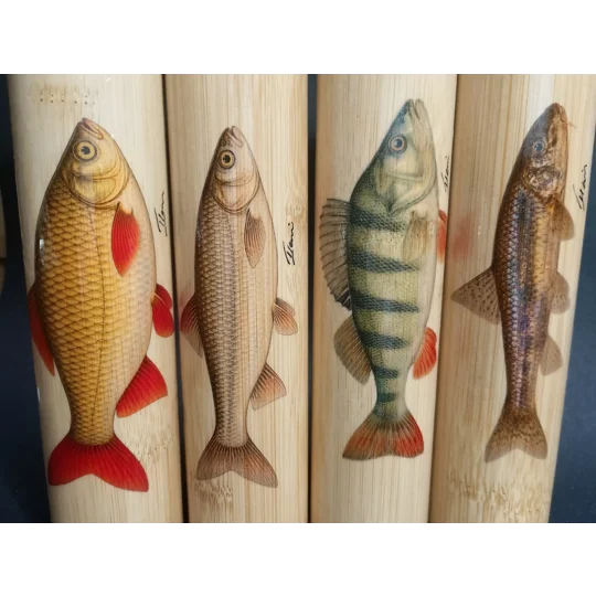 Bamboo Fishing Float Storage Tube with Fish Illustrations – Ian Lewis