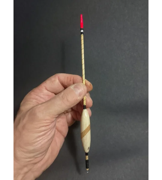 Handmade Signature Slant waggler with laminated cork and balsa body on bamboo cane stem