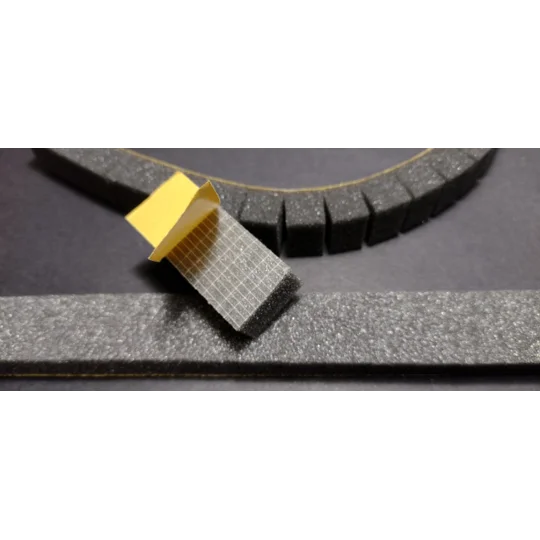 close up of easy peel sticky back float foam strips
