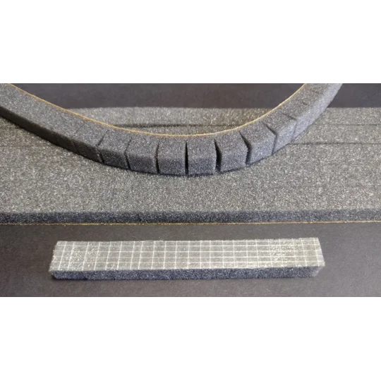 Fishing float foam strip with peel-off backing removed