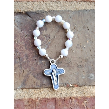 Blue Lace Agate Rosary Ring