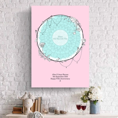 Anniversary Floral Sketch Sound Wave Art - Anniversary Gift Anniversary Floral Sketch Sound Wave Art - Anniversary Gift