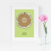 Anniversary Floral Sketch Sound Wave Art - Anniversary Gift