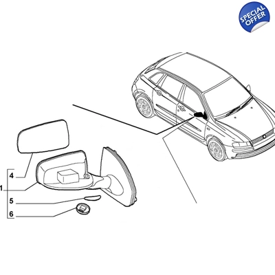 Fiat Stilo O/S Door Mirror | 735334741