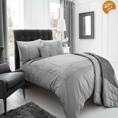 Double Faux Dupion Silk Duvet Set Silver Double Faux Dupion Silk Duvet Set Silver