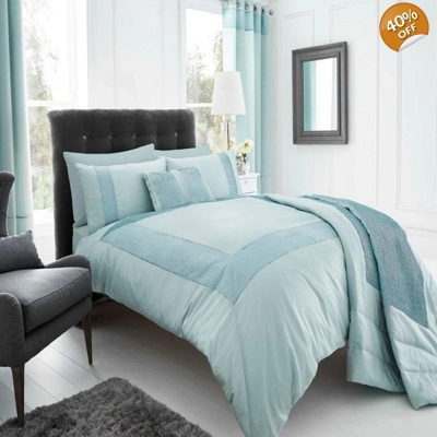 Double Faux Dupion Silk Duvet Set Duckegg Double Faux Dupion Silk Duvet Set Duckegg