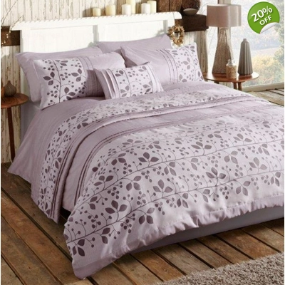 Autumn Single Duvet Set With Voile Panel Mauve Autumn Single Duvet Set With Voile Panel Mauve